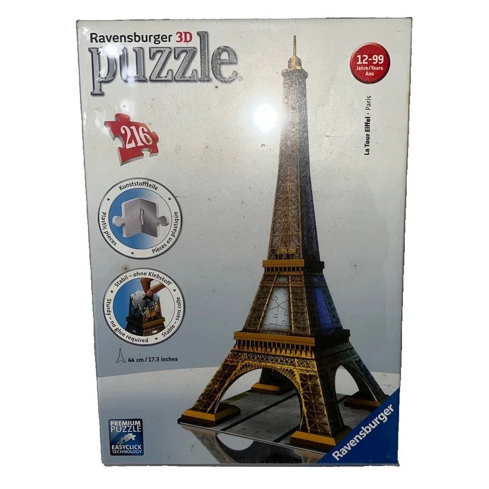 Puzzle RAVENSBURGER EIFFEL TOWER 216 PC 3D JIGSAW FACTORY SEALED Germany (3/b18)
